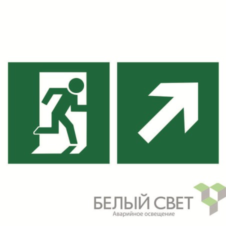 Знак безопасности NPU-1510.E37"Напр. к эвакуационному выходу направо вверх" Белый свет a20181
