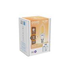 Лампа светодиодная умная Smart Home 4.5Вт свеча 2700К тепл. бел. E14 495лм диммир. управление по Wi-Fi GAUSS 1230112
