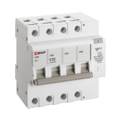Выключатель автоматический дифференциального тока 4п 7.5мод. C 32А 30мА тип AC 4.5кА АД-4 PROxima EKF DA4-32-30-pro