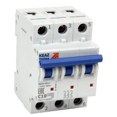 Выключатель автоматический модульный 3п C 16А 6кА OptiDin BM63-3C16-УХЛ3 (ВМ63) КЭАЗ 103737