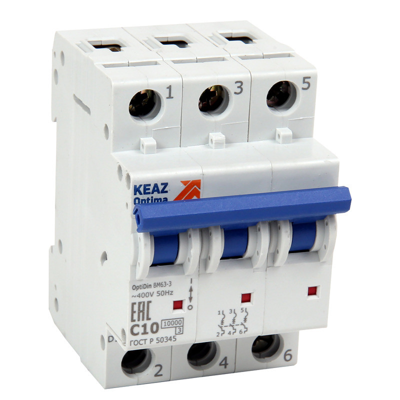 Выключатель автоматический модульный 3п C 16А 6кА OptiDin BM63-3C16-УХЛ3 (ВМ63) КЭАЗ 103737 Выключатель автоматический модульный 3п C 16А 6кА OptiDin BM63-3C16-УХЛ3 (ВМ63) КЭАЗ 103737