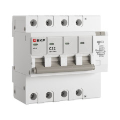 Выключатель автоматический дифференциального тока 4п 7.5мод. C 32А 30мА тип AC 4.5кА АД-4 PROxima EKF DA4-32-30-pro