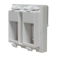 Панель лицевая 2 порта 45х45 Keystone шторки откидное маркировочное окно SUPRLAN 10-0302