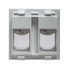 Панель лицевая 2 порта 45х45 Keystone шторки откидное маркировочное окно SUPRLAN 10-0302