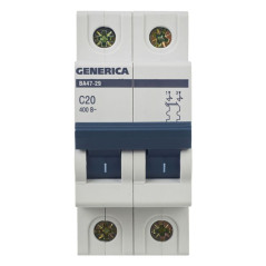 Выключатель автоматический модульный 2п C 20А 4.5кА ВА47-29 GENERICA MVA25-2-020-C