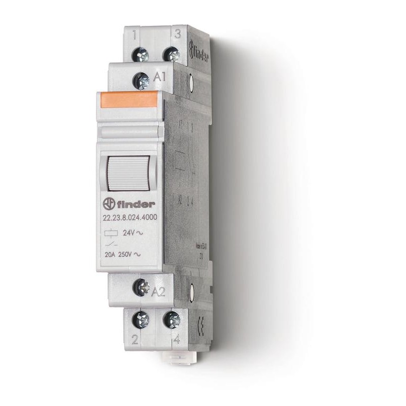 Контактор модульный 1NO + 1NC 20А AgSnO2 24В AC 17.5мм IP20 FINDER 222380244000PAS Контактор модульный 1NO + 1NC 20А AgSnO2 24В AC 17.5мм IP20 FINDER 222380244000PAS