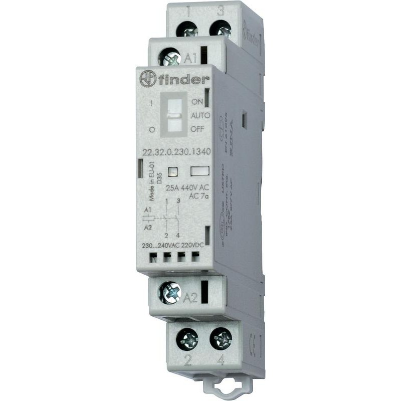 Контактор модульный 1NO + 1NC 25А AgNi 24В AC/DC 17.5мм IP20 опции: мех. индикатор + LED FINDER 223200241520 Контактор модульный 1NO + 1NC 25А AgNi 24В AC/DC 17.5мм IP20 опции: мех. индикатор + LED FINDER 223200241520