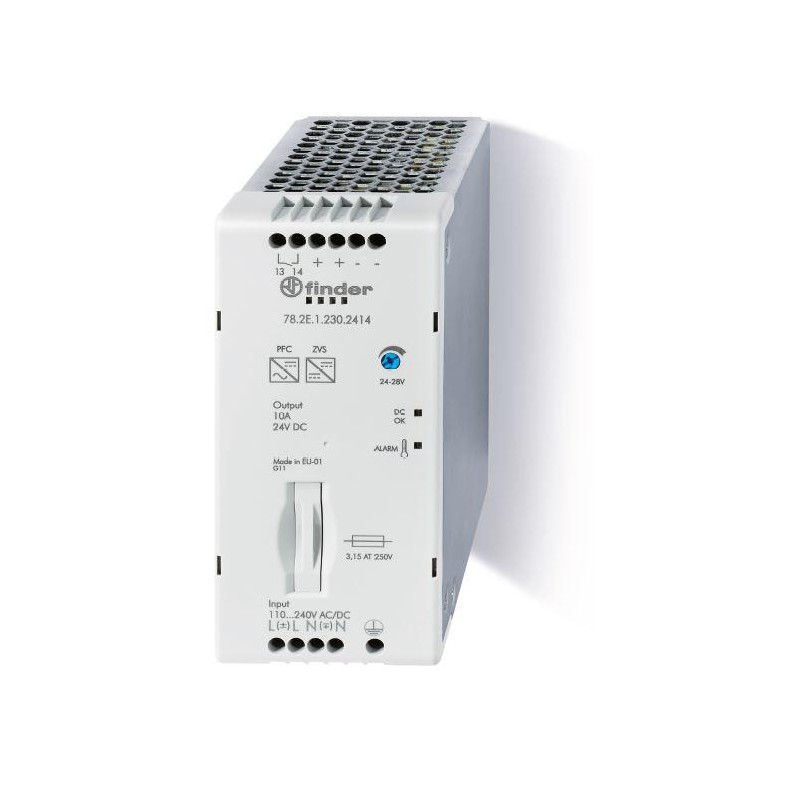 Источник питания импульсный вход 110...250В AC/DC / выход 24В DC 240Вт 60мм IP20 FINDER 782E12302414