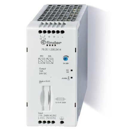 Источник питания импульсный вход 110...250В AC/DC / выход 24В DC 240Вт 60мм IP20 FINDER 782E12302414