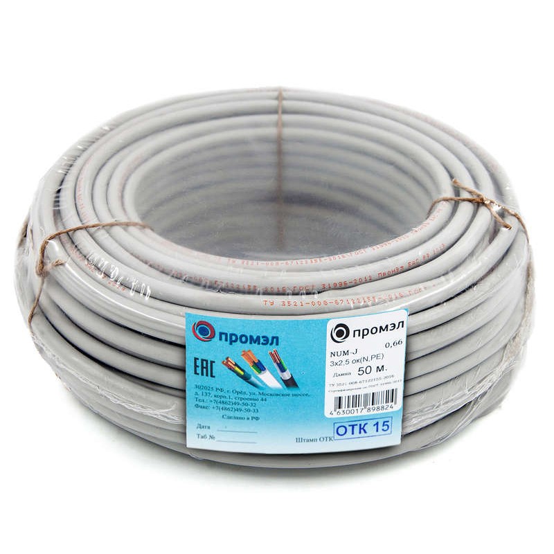 Кабель NUM-J 3х2.5 (бухта 50м) (шт) ПромЭл 13321430 Кабель NUM-J 3х2.5 (бухта 50м) (шт) ПромЭл 13321430