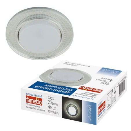 Светильник точечный декоративный DLS-L155 GX53 Glassy/Clear 3D GU5.3 встраив. доп. светодиод. подсветка 4Вт без лампы Fametto UL