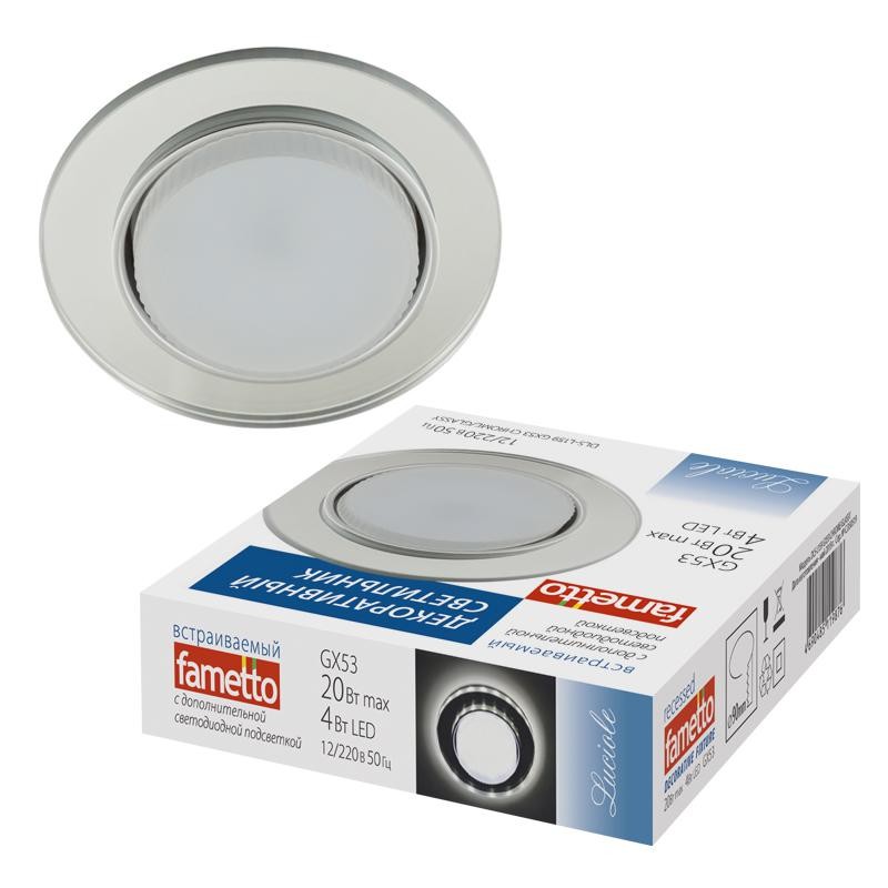 Светильник точечный декоративный DLS-L159 GX53 Chrome/Glassy GX53 встраив. доп. светодиод. подсветка 4Вт без лампы Fametto UL-00
