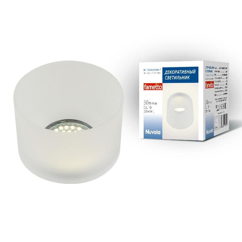 Светильник декоративный DLS-N102 GU10 WHITE/MAT встраив. без лампы GU10 акрил. матов. бел. Fametto UL-00004180
