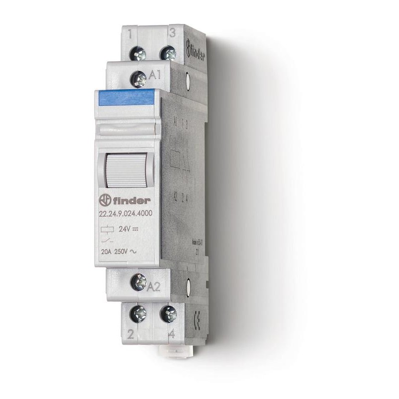 Контактор модульный 2NC 20А AgSnO2 48В DC 17.5мм IP20 опции: нет FINDER 222490484000