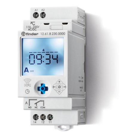 Реле времени цифровое недельное 16А 24В AC/DC 1CO NFC 35мм IP20 монтаж на рейку 35мм FINDER 126100240000