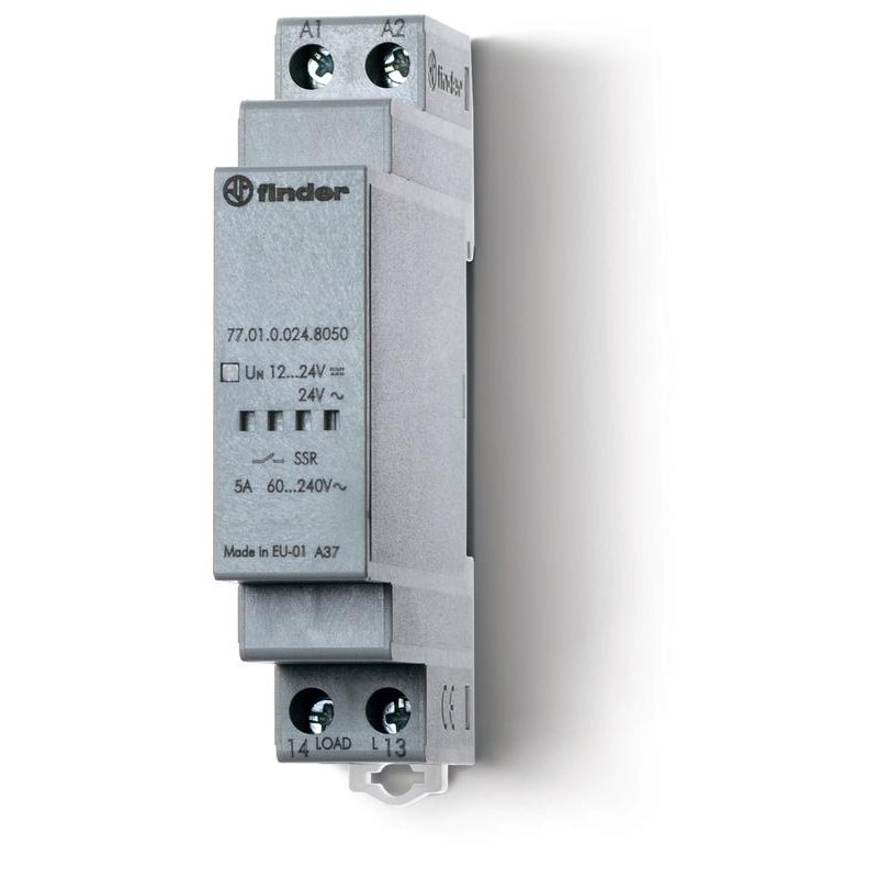 Реле модульное твердотельное выход 7А 125В DC 6...24В DC 17.5мм IP20 FINDER 770190249125