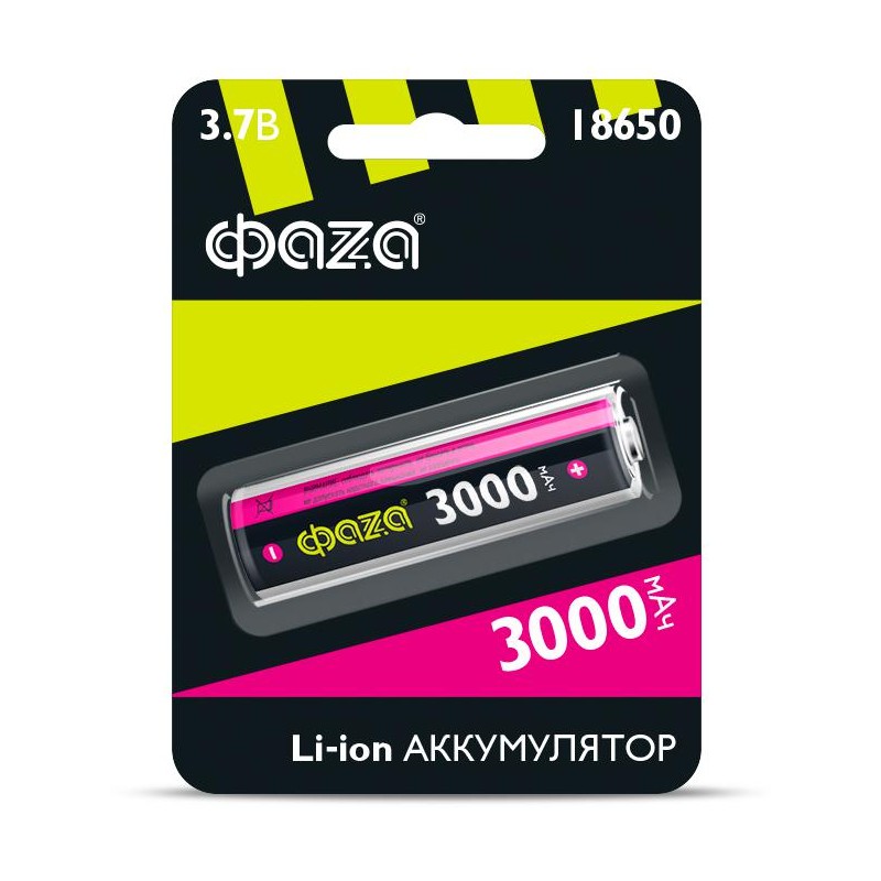 Аккумулятор 18650 3.7В Li-Ion 3000мА.ч без платы защиты ФАZА 5004757 Аккумулятор 18650 3.7В Li-Ion 3000мА.ч без платы защиты ФАZА 5004757
