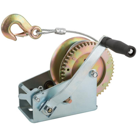 Лебедка шестеренчатая (двойная шестеренка) стальной трос 9.5мх5мм 1000кг FIT 64652