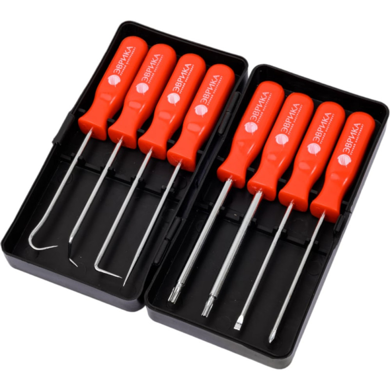 Набор шило 1 шт., крючки изогнутый, 45, 90, отвертки Sl 1/8, Ph0, T15, T20 ЭВРИКА ER-58003 Набор шило 1 шт., крючки изогнутый, 45, 90, отвертки Sl 1/8, Ph0, T15, T20 ЭВРИКА ER-58003