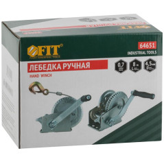 Лебедка шестеренчатая стальной трос 8мх4.5мм 700кг FIT 64651