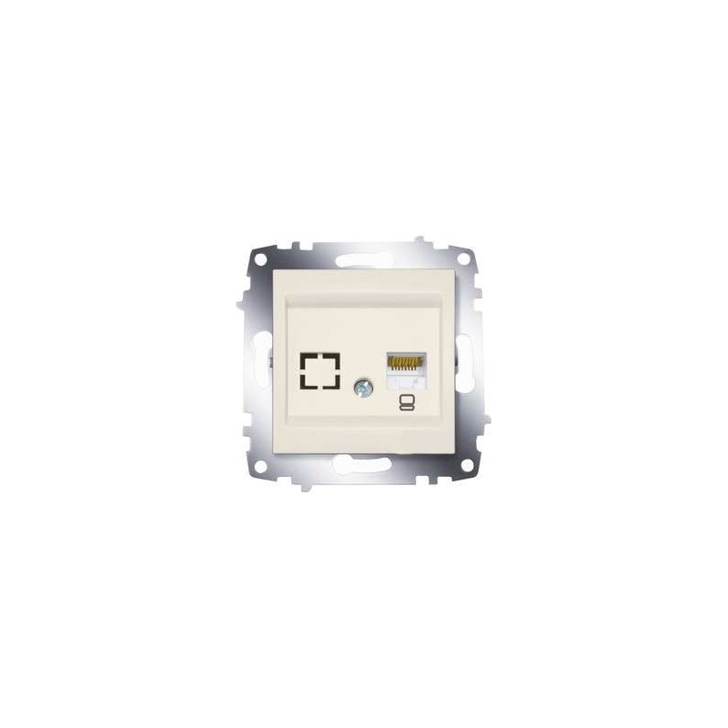 Розетка компьютерная 1-м Cosmo RJ45 кат.6 + гнездо механизм крем. ABB 619-010300-247