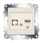 Розетка компьютерная 1-м Cosmo RJ45 кат.6 + гнездо механизм крем. ABB 619-010300-247