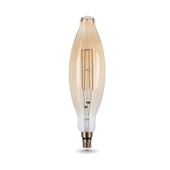 Лампа светодиодная филаментная Black Filament 6Вт T120 цилиндр золотая 2400К тепл. бел. E27 780лм GAUSS 155802008