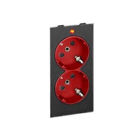 Розетка 2-м СП Simon Connect 16А 2х2P+E с заземл. с индикацией S-модуль механизм графит/красн. Simon S1-6-14