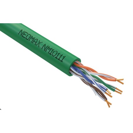 Кабель витая пара U/UTP кат.5E 4х2х24AWG (0.51мм) solid CU LSZH нг(А)-HF зел. (NM10111) (уп.305м) NEOMAX 1179819
