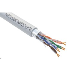 Кабель витая пара F/UTP кат.5E 4х2х24AWG (0.52мм) solid CU PVC сер. (NM20001) (уп.305м) NEOMAX 109687