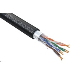 Кабель витая пара F/UTP кат.5E 4х2х24AWG (0.52мм) solid CU PE OUTDOOR черн. (NM20031) (уп.305м) NEOMAX 151529