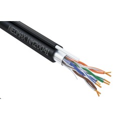 Кабель витая пара F/UTP кат.5E 4х2х24AWG (0.52мм) solid CU PE + ТРОС OUTDOOR черн. (NM20041) (уп.305м) NEOMAX 1207909