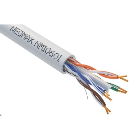 Кабель витая пара U/UTP кат.6 4х2х23AWG (0.57мм) solid CU PVC сер. (NM10601) (уп.305м) NEOMAX 160631