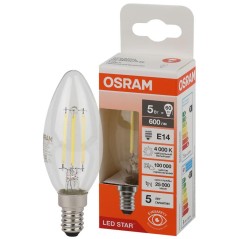 Лампа светодиодная филаментная LSCLB60 5W/840 230VFILCL 5Вт 4000К нейтр. бел. E14 600лм B угол пучка 300град. 220-240В (замена 6