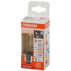 Лампа светодиодная филаментная LSCLB60 5W/840 230VFILCL 5Вт 4000К нейтр. бел. E27 600лм B угол пучка 300град. 220-240В (замена 6