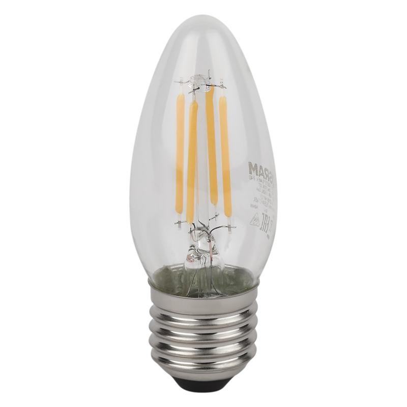 Лампа светодиодная филаментная LS CLB40 4W/865 230VFILCL RU 4Вт 6500К холод. бел. E27 470лм B угол пучка 300град. 220-240В (заме