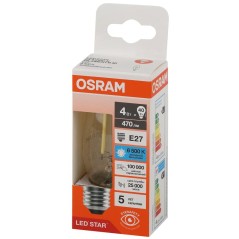 Лампа светодиодная филаментная LS CLB40 4W/865 230VFILCL RU 4Вт 6500К холод. бел. E27 470лм B угол пучка 300град. 220-240В (заме