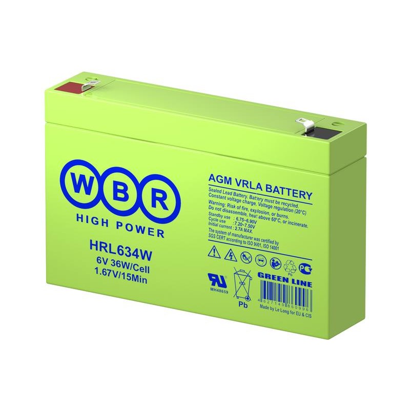 Аккумулятор 6В 9А.ч WBR HRL634W WBR Аккумулятор 6В 9А.ч WBR HRL634W WBR