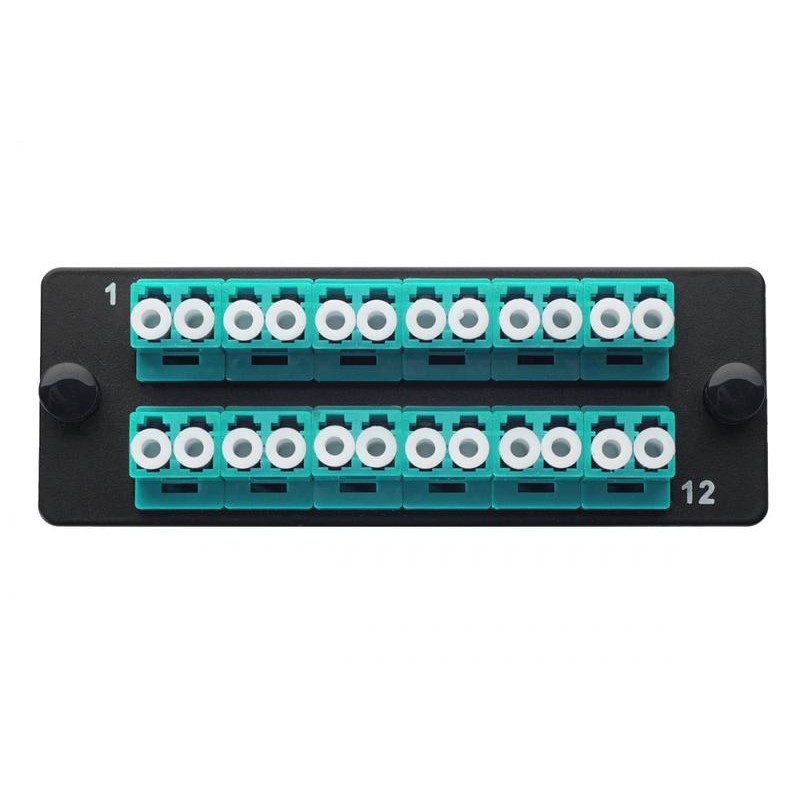 Планка Q-SLOT с 12 адаптерами дуплекс LC OM3 Eurolan 38M-30-2L-01-12BL