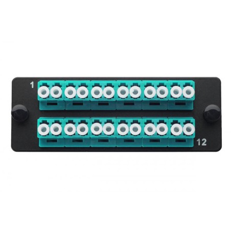 Планка Q-SLOT с 12 адаптерами дуплекс LC OM3 Eurolan 38M-30-2L-01-12BL