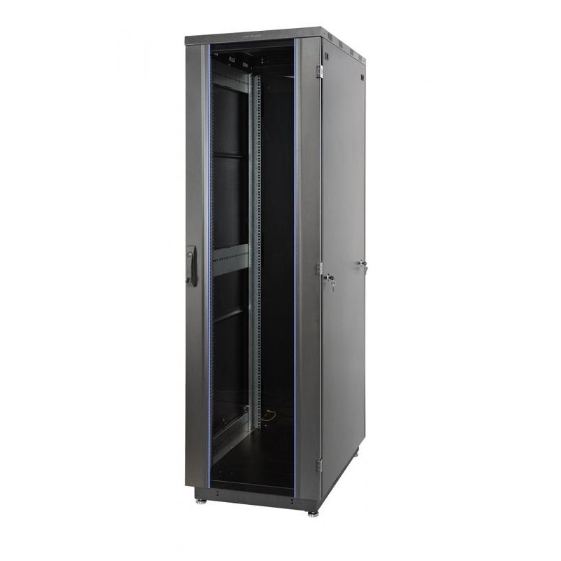 Шкаф Racknet S3000 47U 600х1000 передняя дверь стекло 1-ств. задняя дверь метал. 1-ств. черн. Eurolan 60F-47-6A-31BL