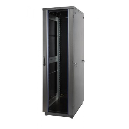 Шкаф Racknet S3000 47U 600х1000 передняя дверь стекло 1-ств. задняя дверь метал. 1-ств. черн. Eurolan 60F-47-6A-31BL