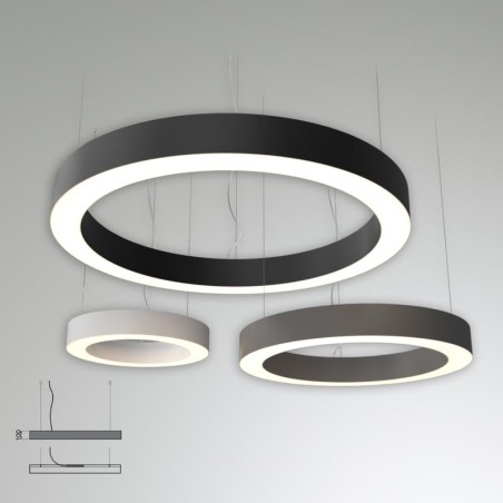 Светильник светодиодный RVE-LBX-HOLE-RING-500-P 36Вт 4000К 500х500х100мм подвесной шир. рассеив.-80мм бел. RVElektro RVE00000266