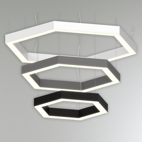 Светильник светодиодный RVE-LBX-HOLE-HEXA-1600-P 130Вт 4000К 1600х1385х100мм подвесной шир. рассеив.-80мм бел. RVElektro RVE0000