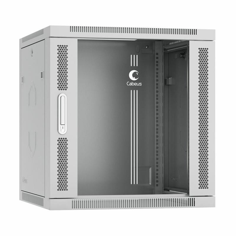 Шкаф телекоммуникационный настенный SH-05F-12U60/60-R 19дюйм 12U 600х600х635мм разобран. дверь стекло RAL 7035 сер. Cabeus 10736 Шкаф телекоммуникационный настенный SH-05F-12U60/60-R 19дюйм 12U 600х600х635мм разобран. дверь стекло RAL 7035 сер. Cabeus 10736