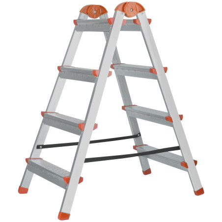 Лестница-стремянка стальная двусторонняя 4 ступени Н-88.5 см вес 5.3кг КУРС 65393