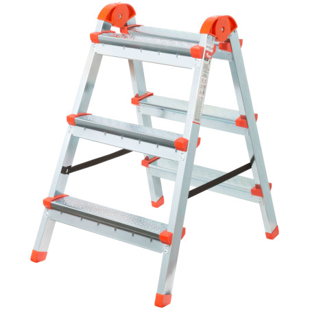 Лестница-стремянка стальная двусторонняя 3 ступени Н-67.5 см вес 4.0кг КУРС 65392