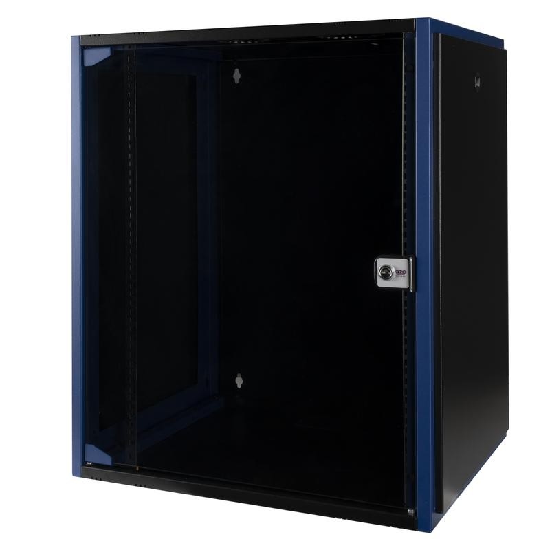 Шкаф настенный 19дюйм 15U 600х450 дв. стекл. черн. Datarex DR-600311