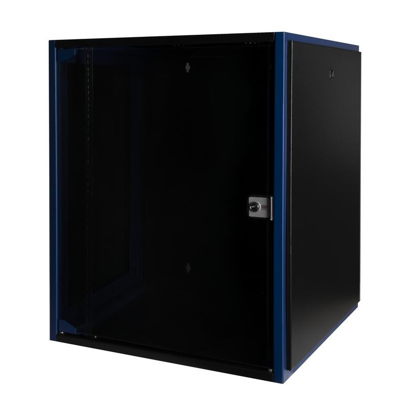 Шкаф настенный 19дюйм 15U 600х600 дв. стекл. черн. Datarex DR-600321