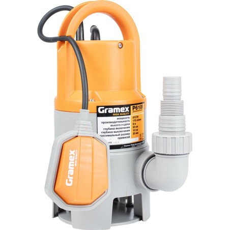Насос для грязной воды Gramex P610I 610 Вт, максимальная производительность 175 л/мин, максимальная высота подъема 8 м, максимал